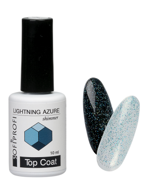 Топ-гель для ногтей с шиммером Lightning Аzure Sofiprofi Top Coat, 10 мл